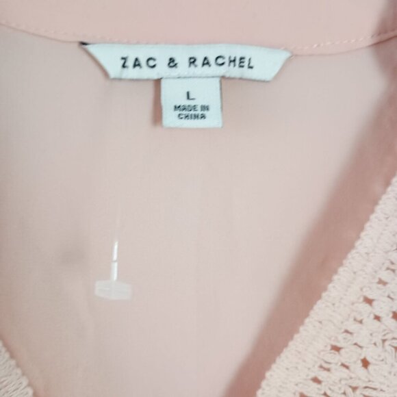 Zac & Rachel Dusty Pink V-Neck Elbow Sleeve Tunic Blouse L NWT - Picture 3 of 7